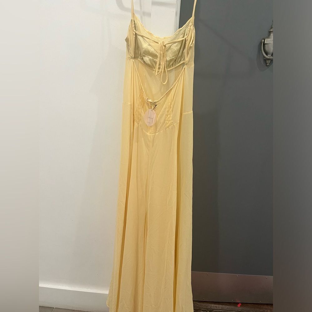 NWT Camila Coelho Maxi Dress Butter Yellow Sheer Dia Slip Wedding Guest size S - Picture 3 of 10